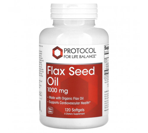 Олія насіння льону Protocol for Life Balance Flax Seed Oil 1000 мг 120 гел капс