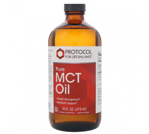Масло MCT, Pure MCT Oil, Protocol for Life Balance, 432 мл