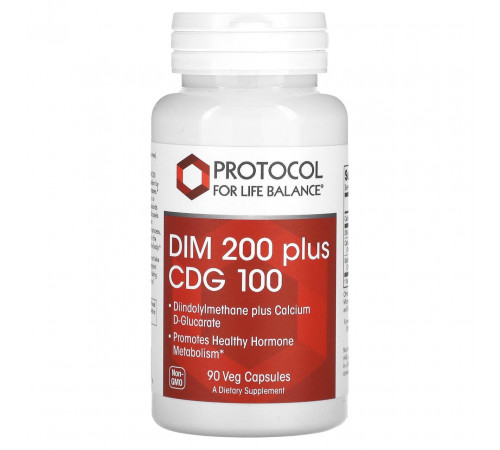 Дііндолілметан плюс D-глюкарат кальцію Protocol for Life Balance DIM 200 Plus CDG 100 90 рос капс