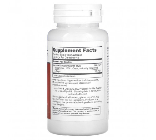 Мукуна Protocol for Life Balance Mucuna Extract 400 мг 90 кап