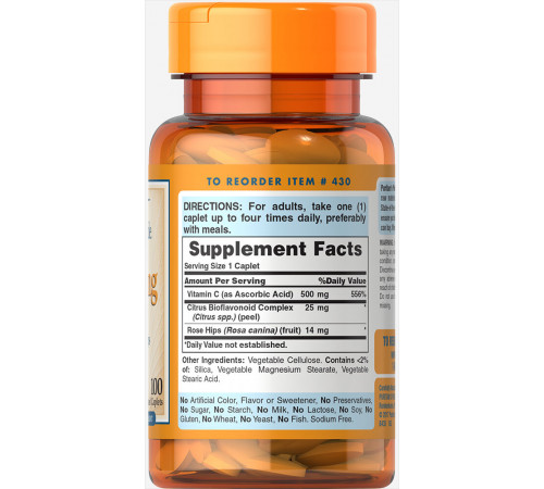 Вітамін С з біофлавоноїдами Puritanʼs Pride  Vitamin C 500 мг 100 каплет