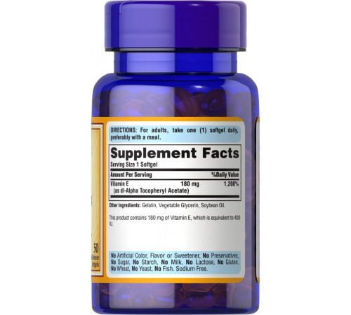 Вітамін Е Puritanʼs Pride Vitamin E 400 МО 50 гел капс