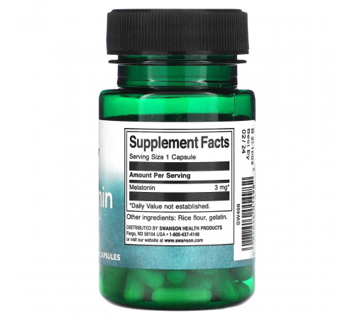 Мелатонін Swanson Melatonin 3 мг 60 капс