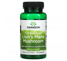 Їжовик гребінчастий Swanson Lionʼs Mane Mushroom 500 мг 60 капс