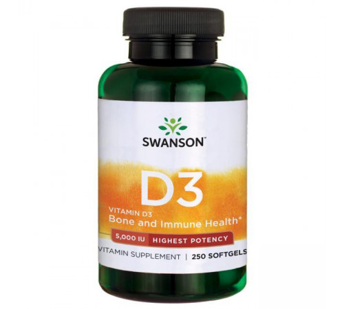 Вітамін Д3 Swanson Vitamin D3 5000 МО (125 мкг) 250 гел капс