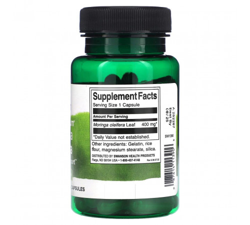 Моринга Swanson Moringa Oleifera 400 мг 60 капс