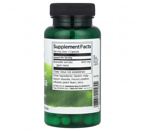 Босвеллия Swanson Full Spectrum Boswellia 800 мг 60 капс