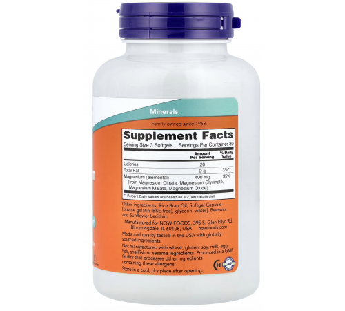 Магній цитрат Now Foods Magnesium Citrate 134 мг 90 капс