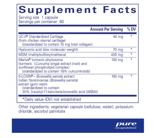 Підтримка суглобів Pure Encapsulations Joint Complex (Single Dose) 60 капс