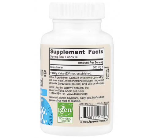 Глутатион Jarrow Formulas  Glutathione Reduced 500 мг 60 капс